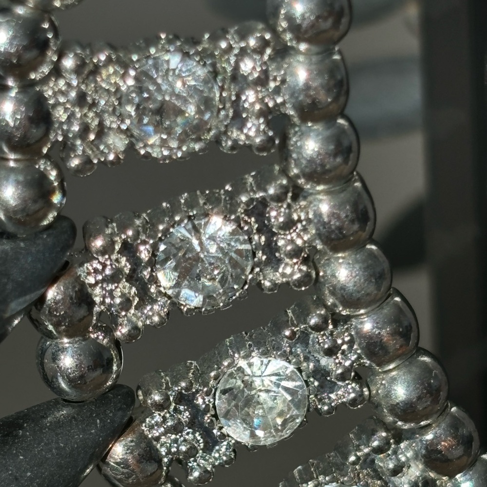 Clear Stone Statement Necklace/ Black Complemente… - image 4